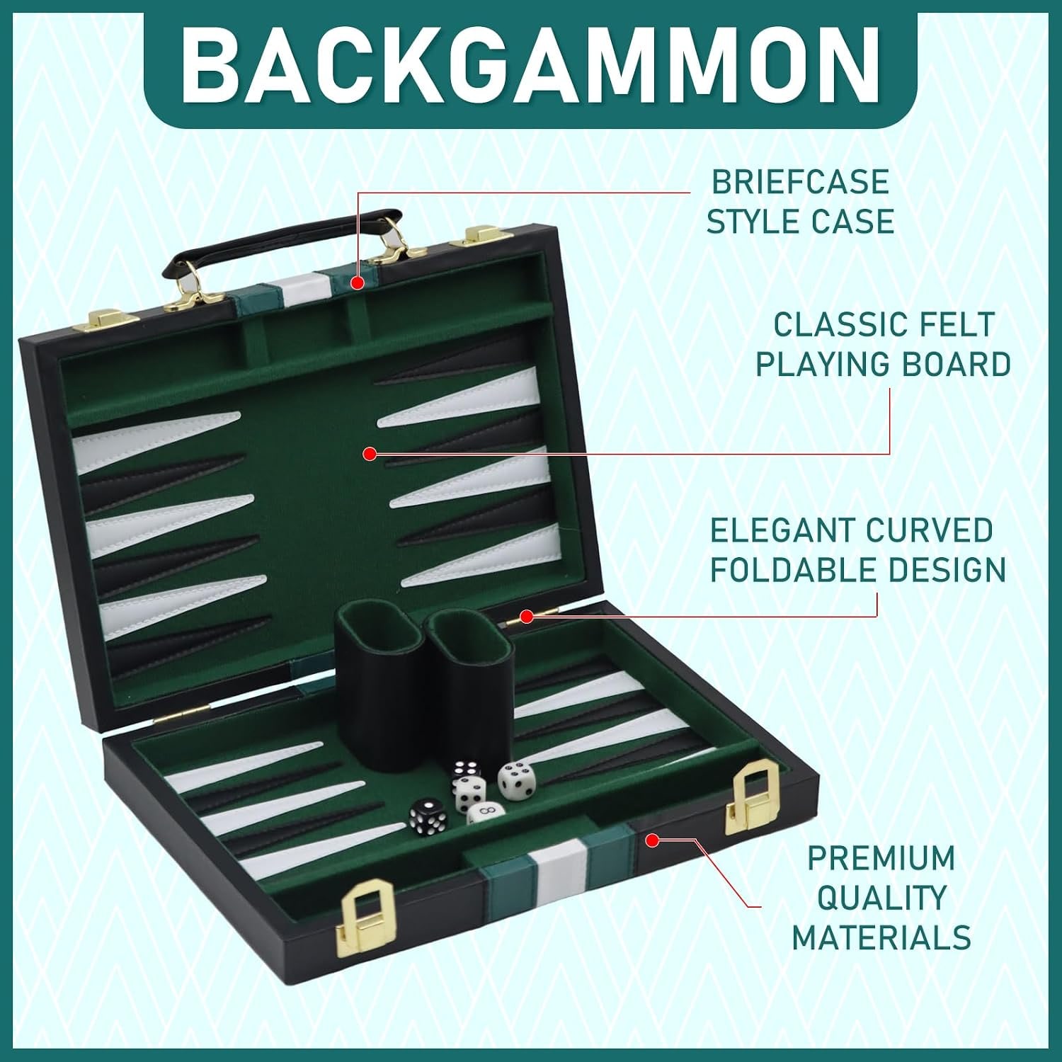 Backgammon Set in Faux Leather Carry Case