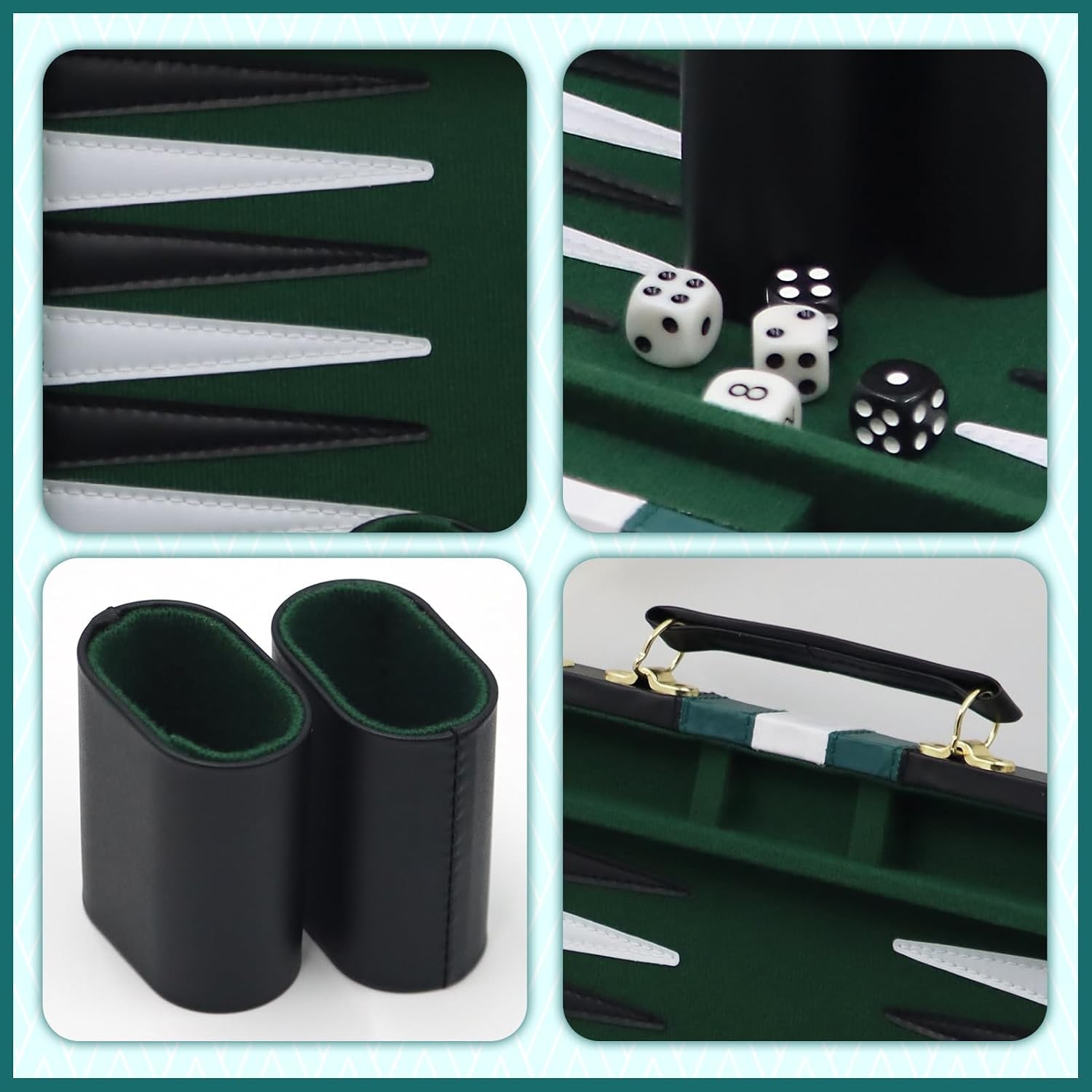 Backgammon Set in Faux Leather Carry Case