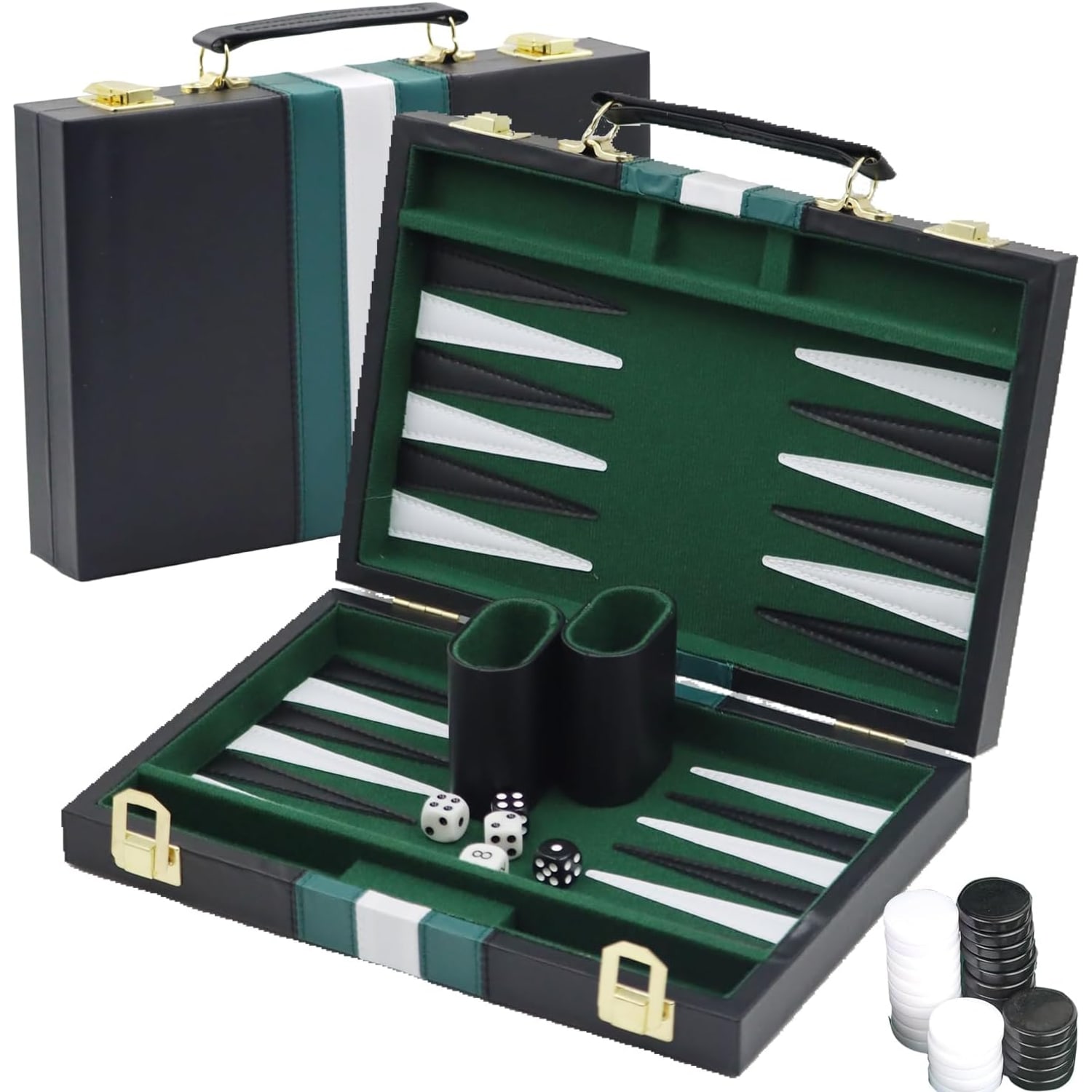 Backgammon Set in Faux Leather Carry Case