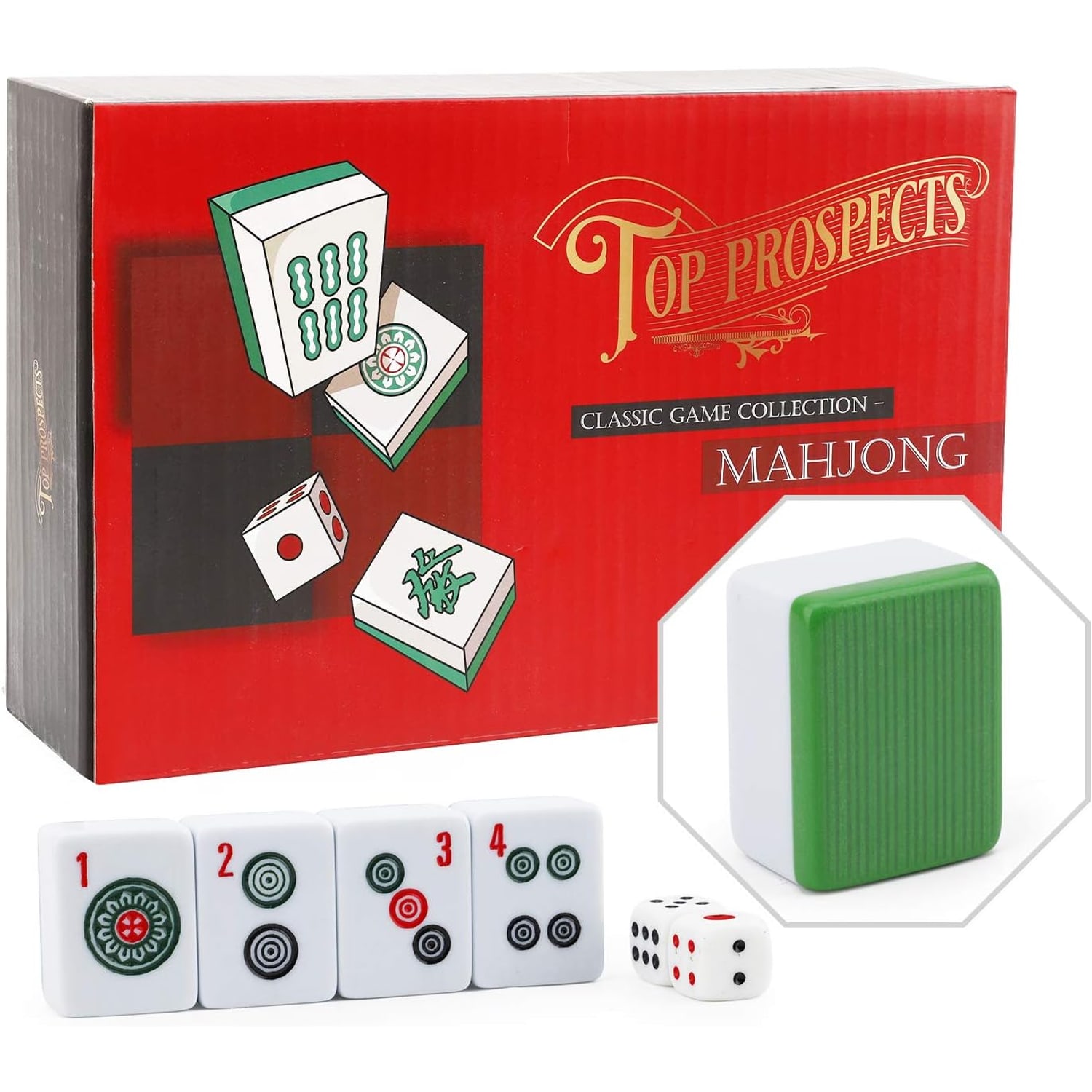 Mahjong Set with English Characters and 144 Resin Tiles