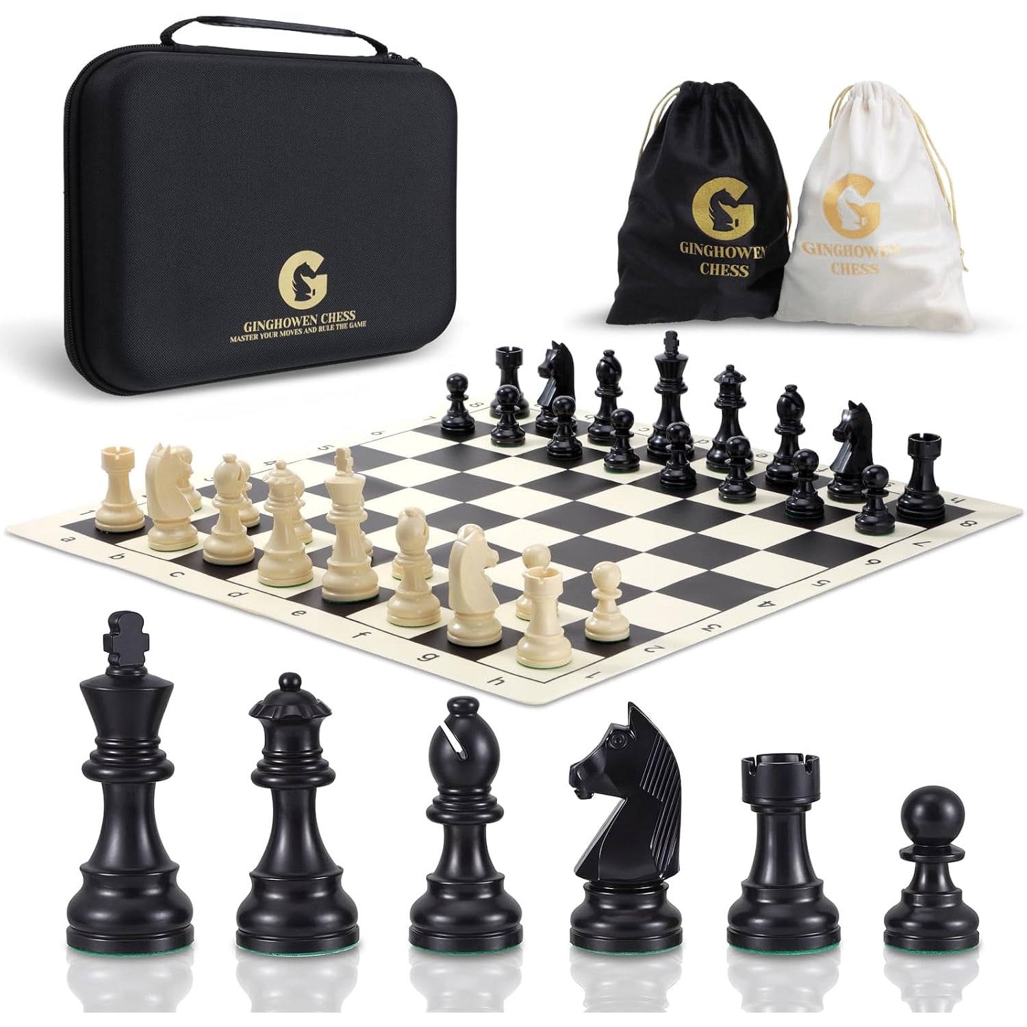 Silicone Roll-Up Chess Set with Weighted Pieces (20 inch)