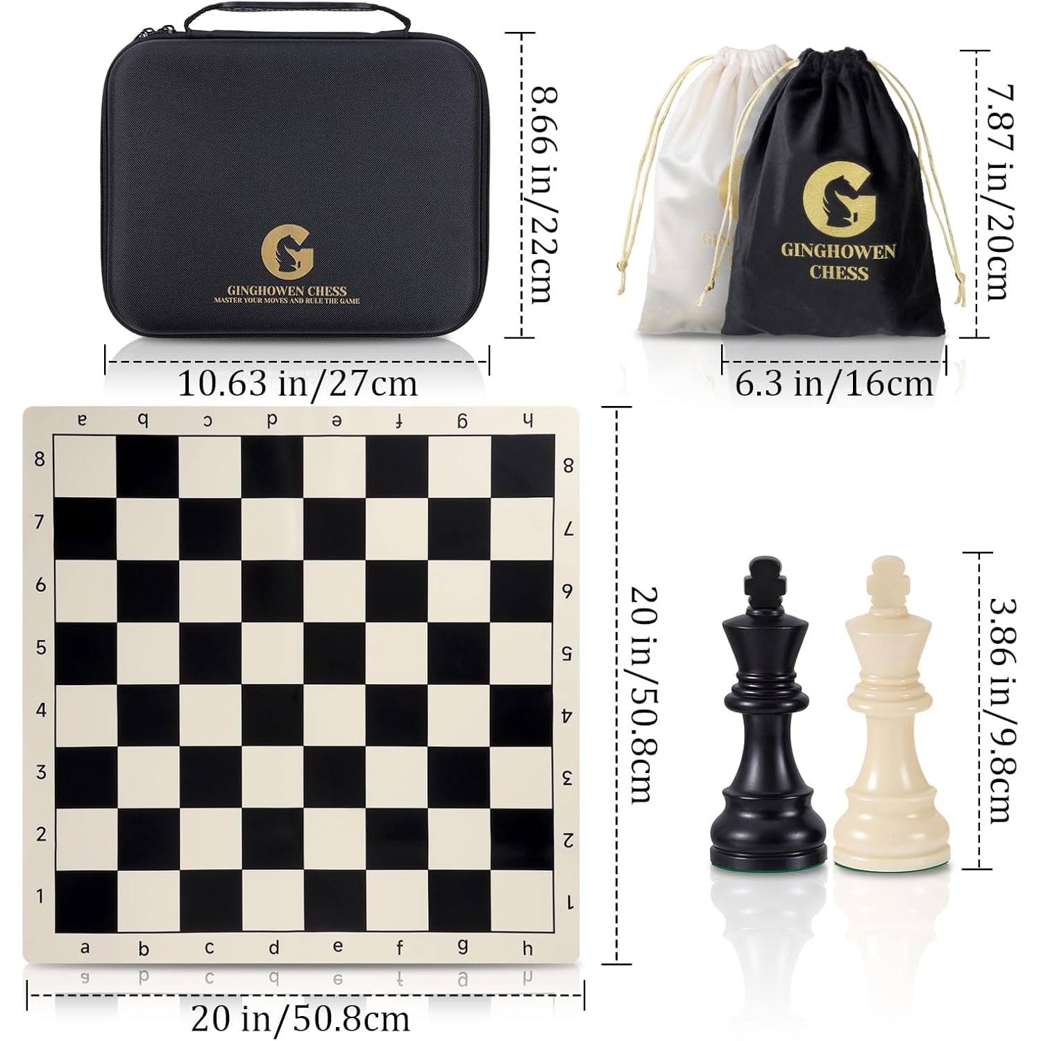 Silicone Roll-Up Chess Set with Weighted Pieces (20 inch): image 2