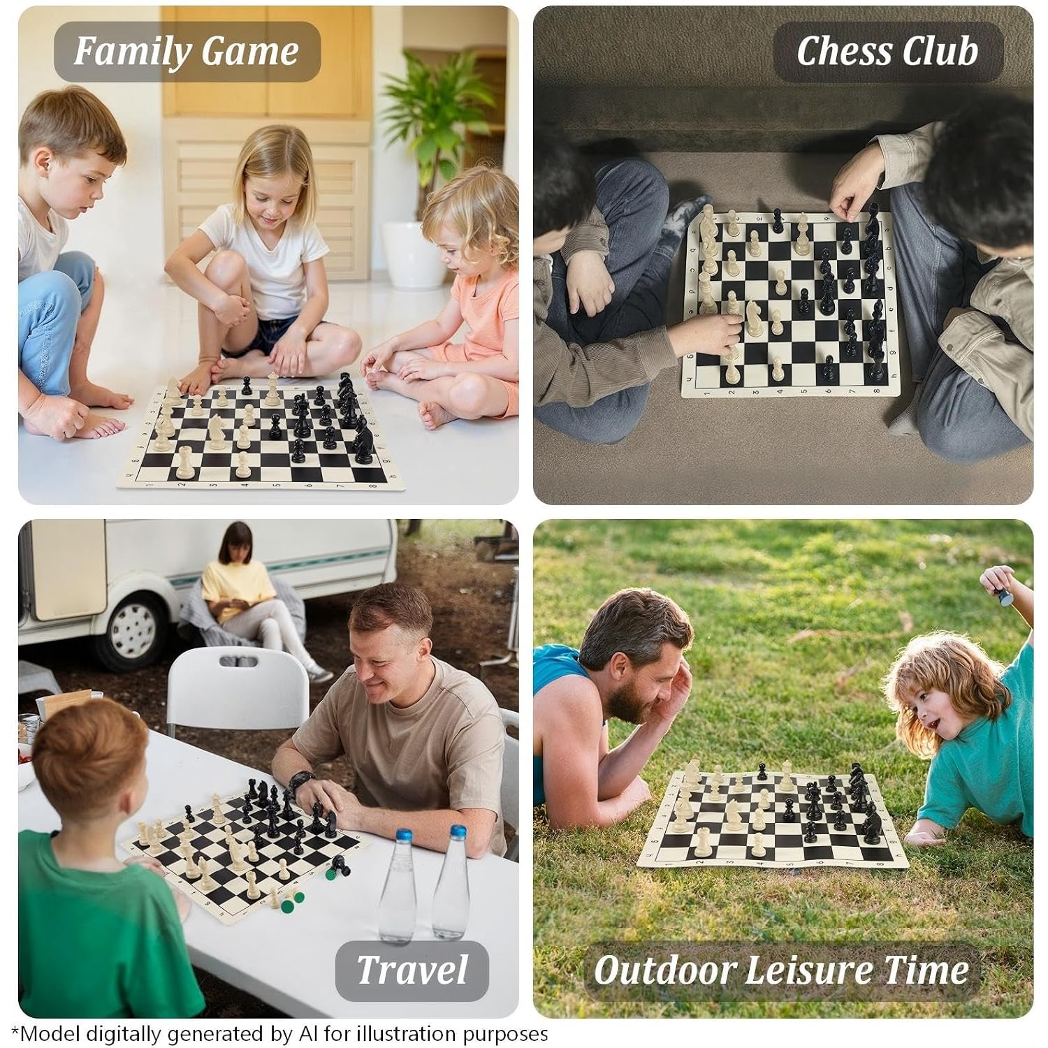 Silicone Roll-Up Chess Set with Weighted Pieces (20 inch): image 6