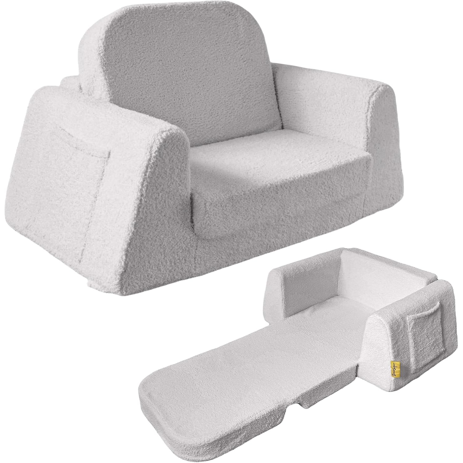 Kids Sofa Bed 2 in 1 Convertible Sherpa Armchair, detail view