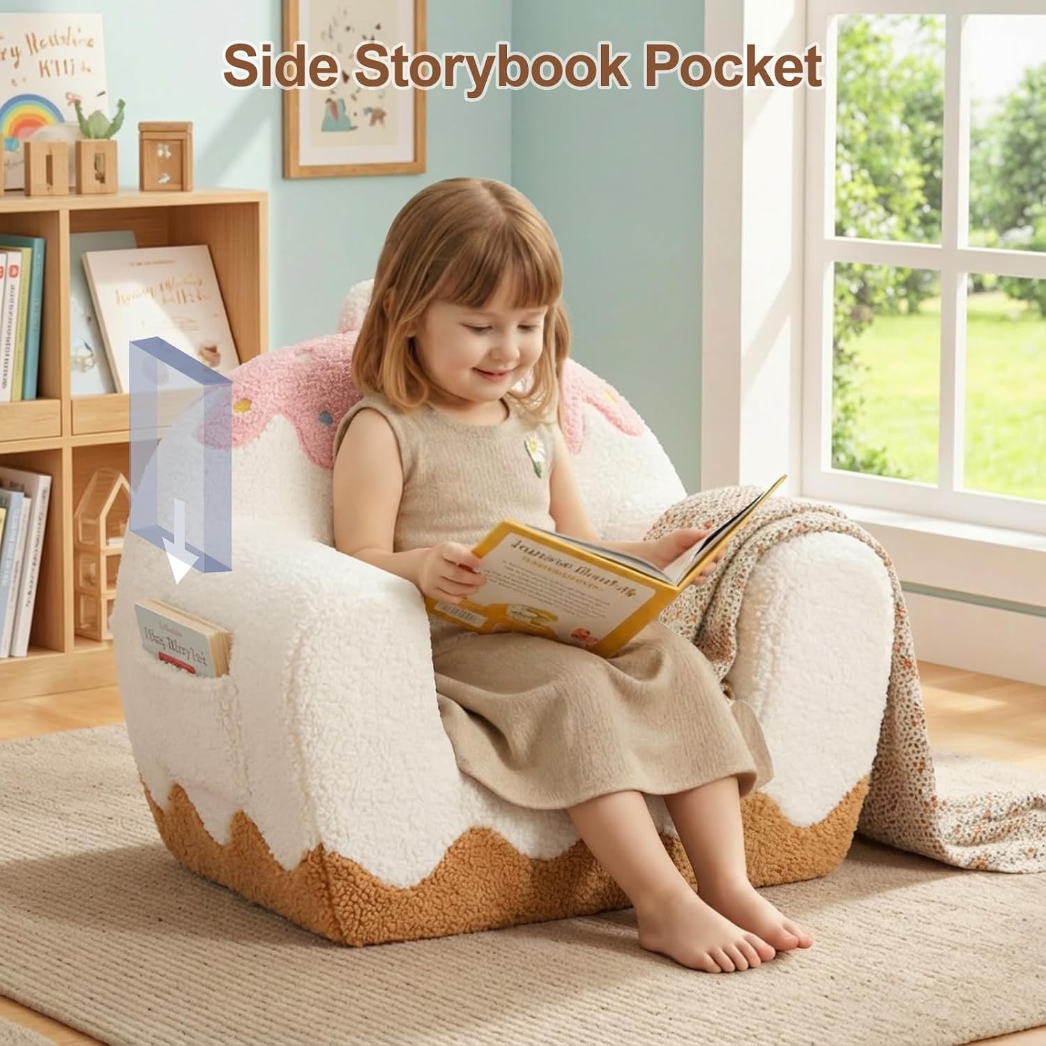 Sherpa Kids Sofa Chair with Book Pocket: image 4