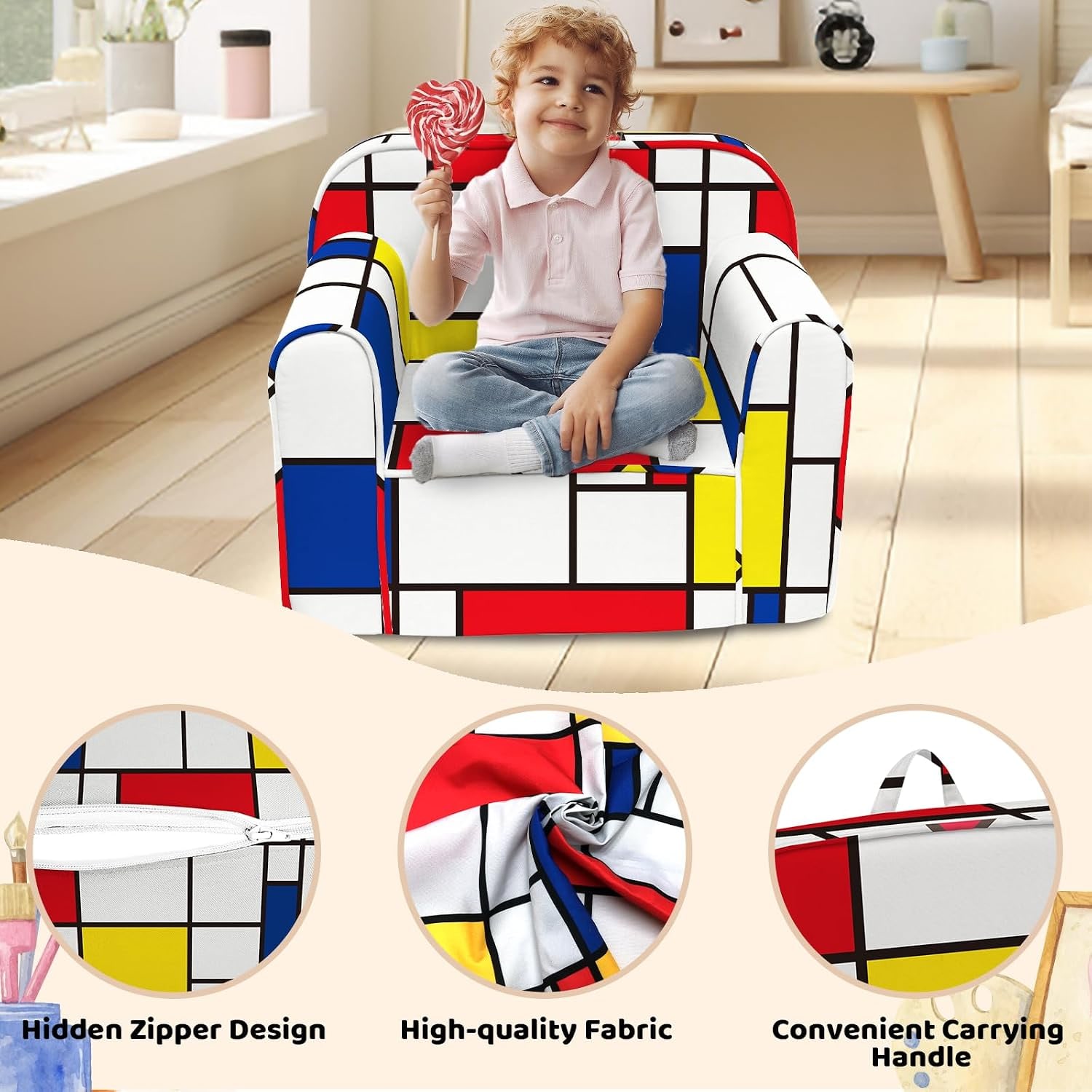Washable Kids Armchair with Carry Handle: image 4
