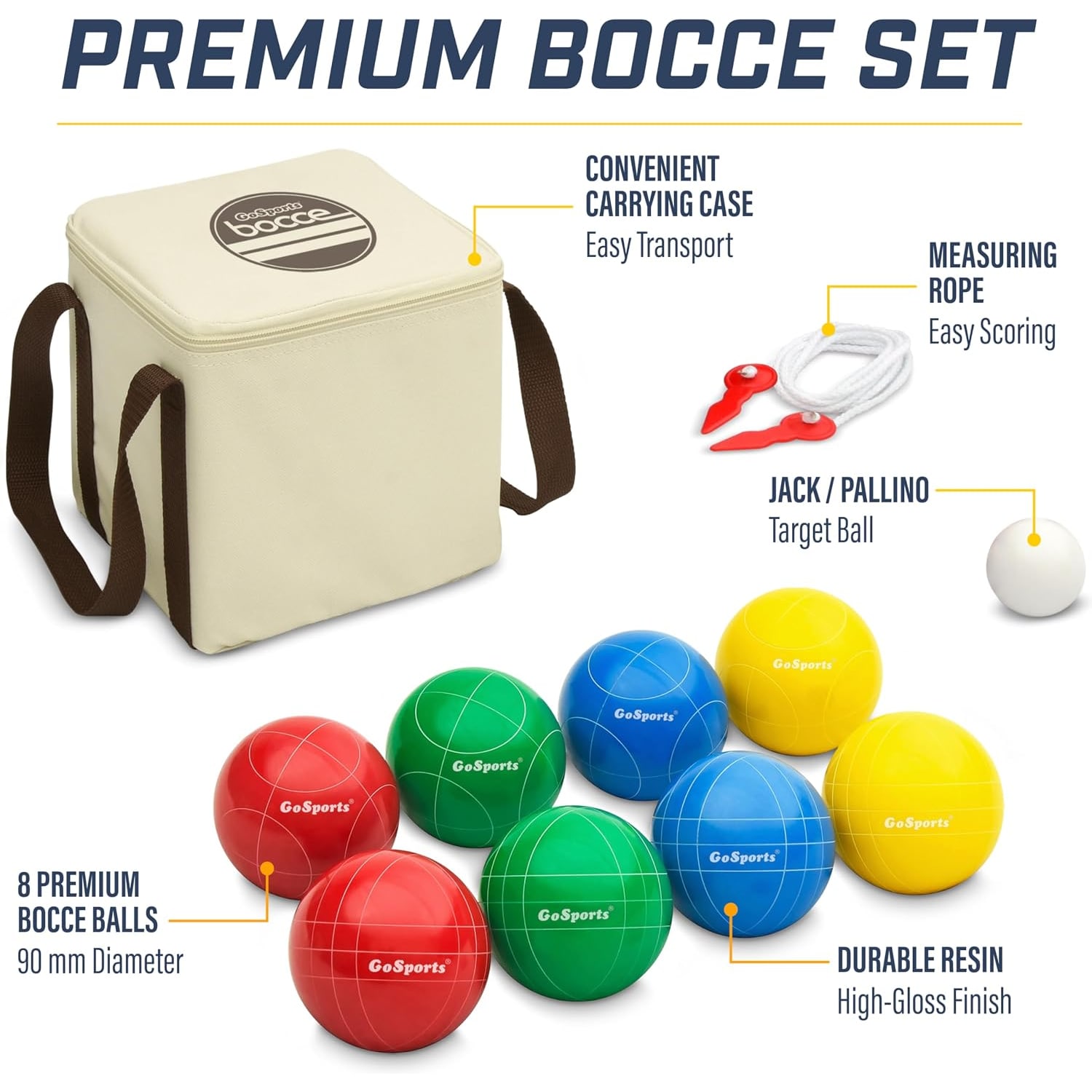 Backyard Bocce Set with 8 Balls, Pallino and Carry Case