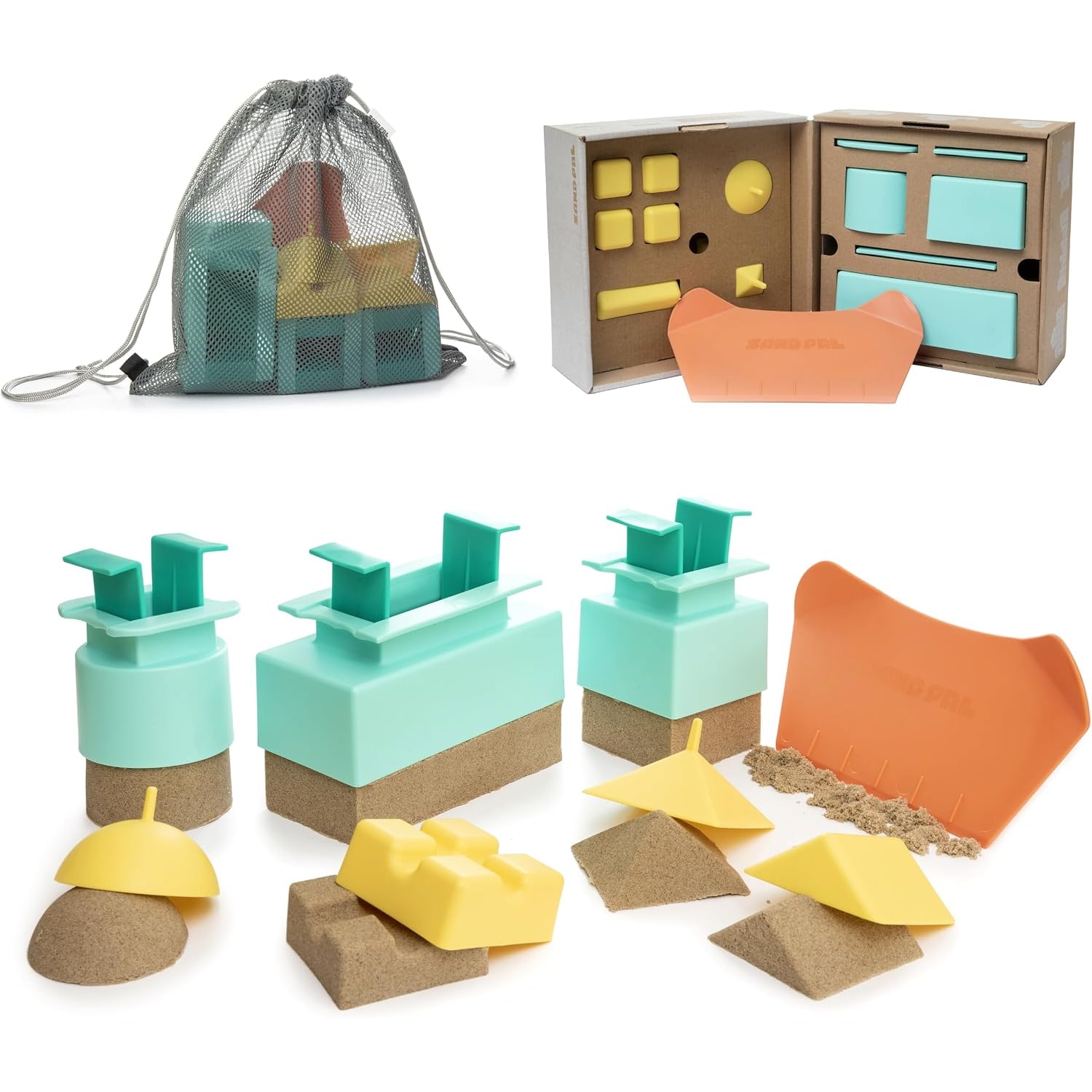Beach Sand Toy Set with Castle Moulds and Digging Tools