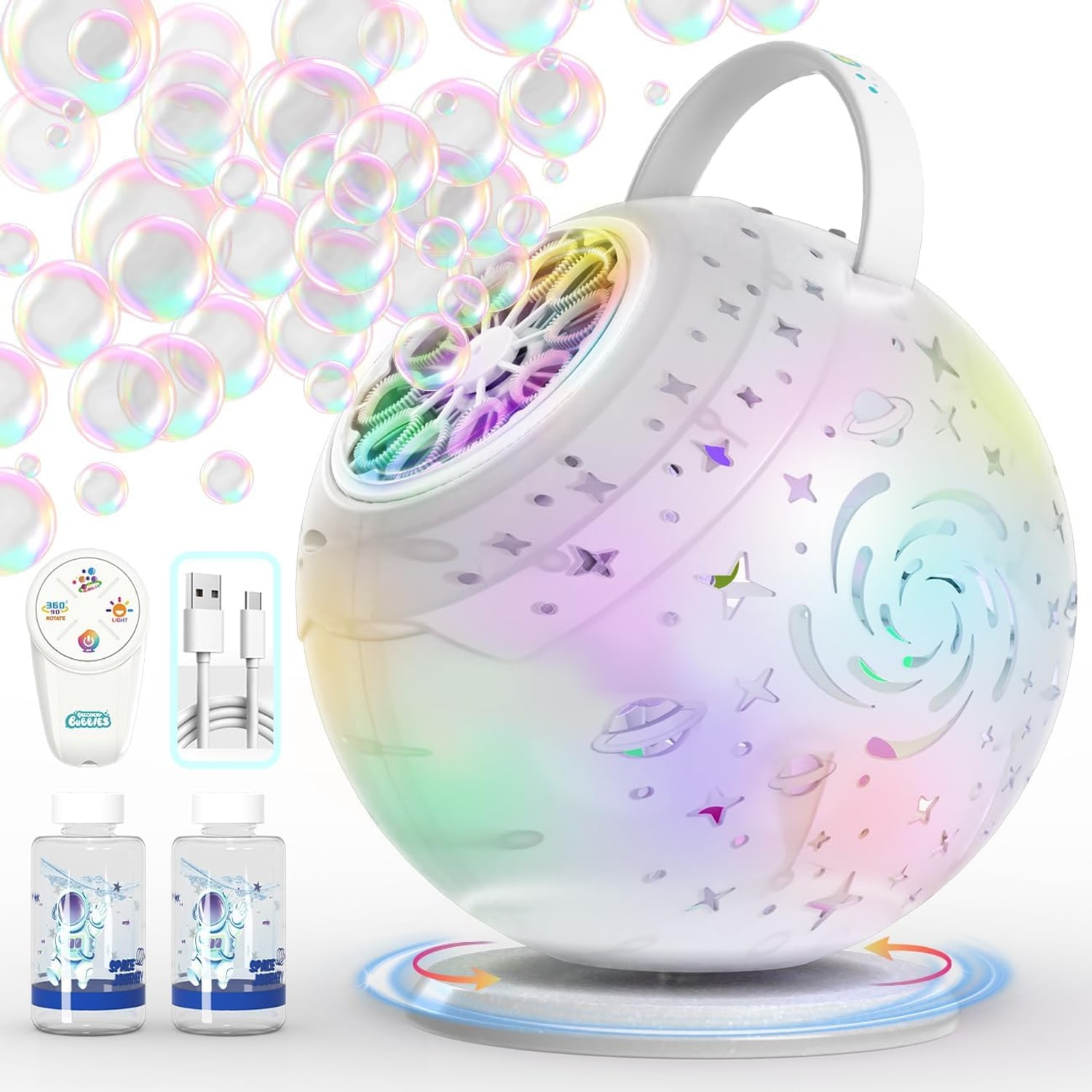 Rechargeable Rotating Bubble Machine