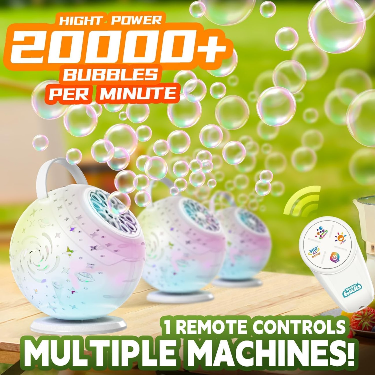 Rechargeable Rotating Bubble Machine