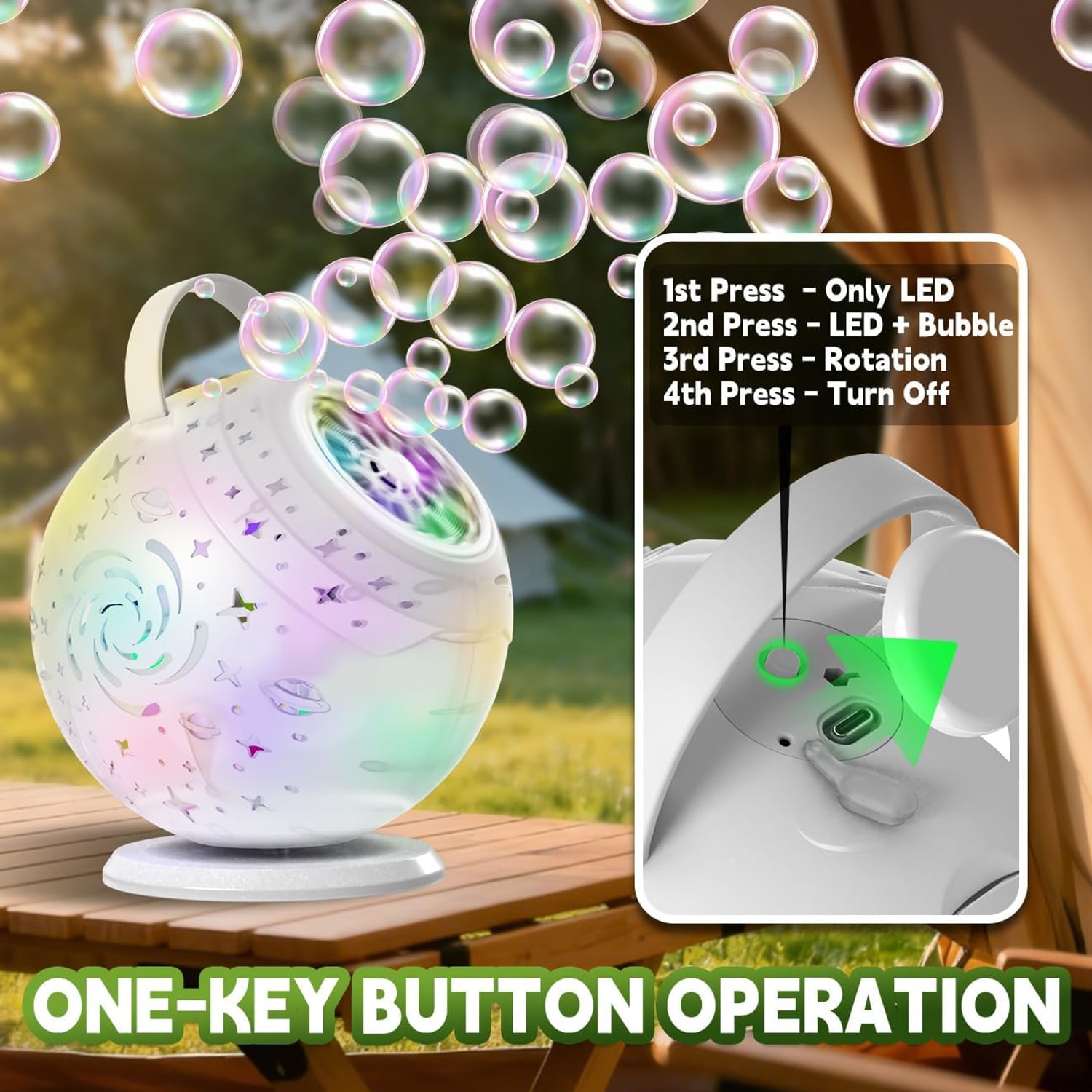Rechargeable Rotating Bubble Machine