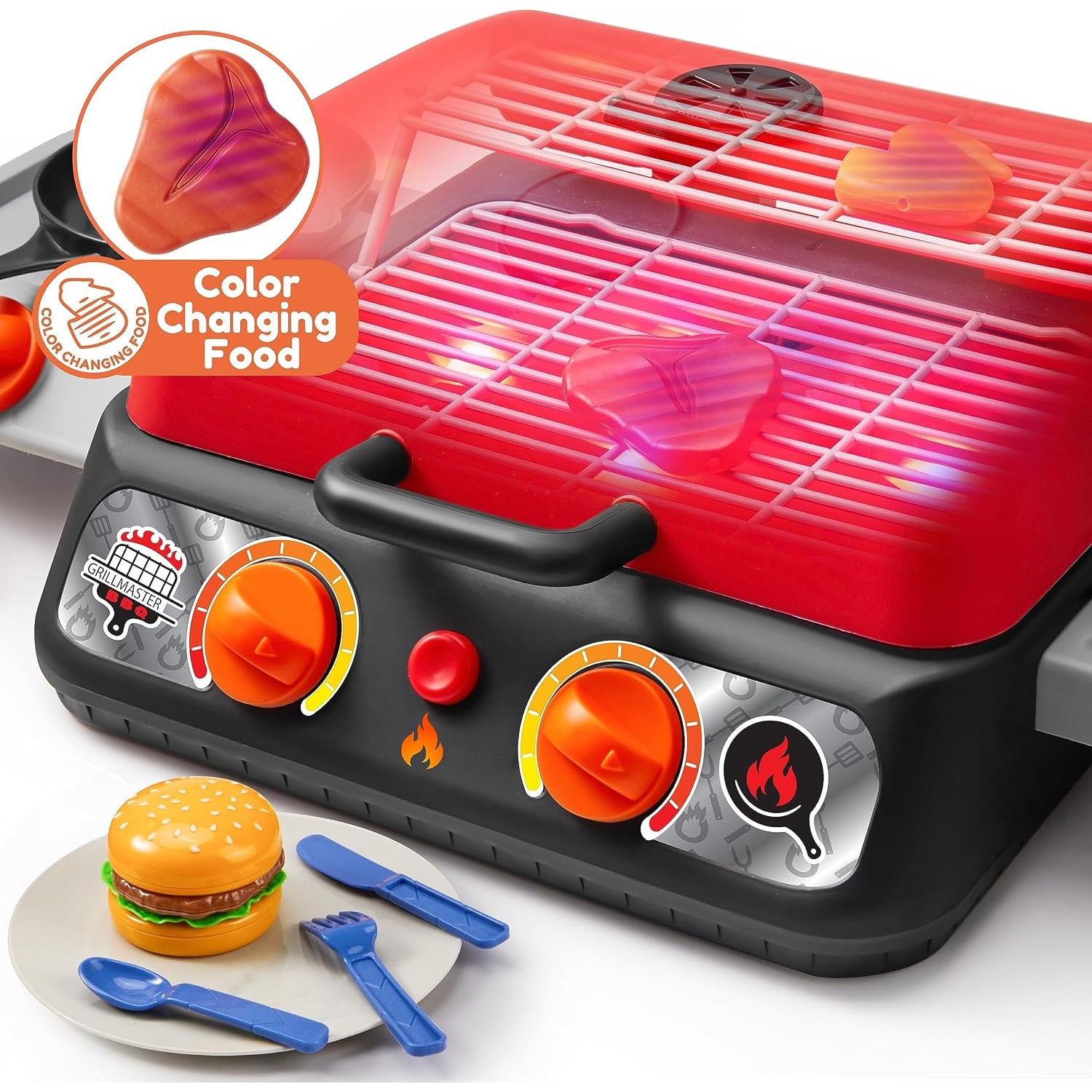 Kids BBQ Grill Playset with Smoke, Light and Sound