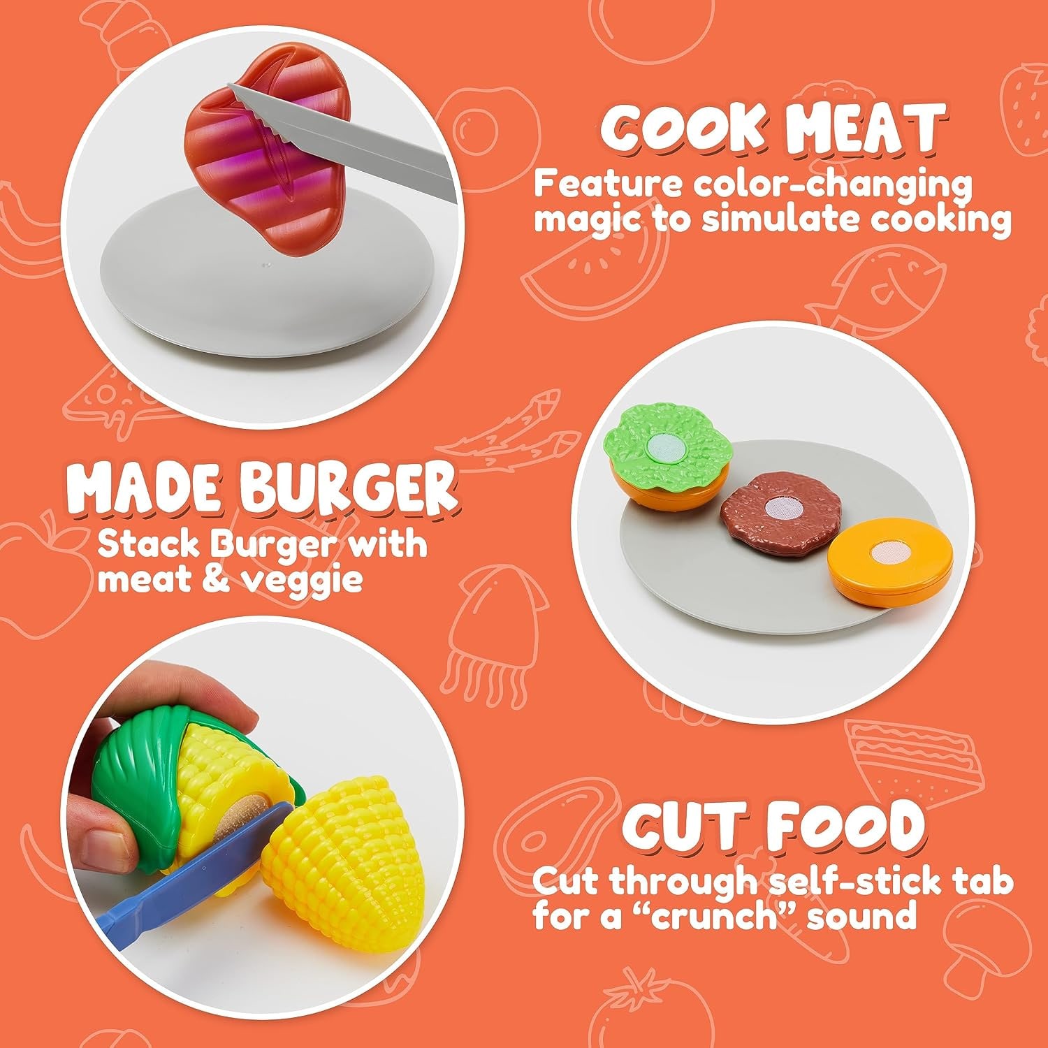 Kids BBQ Grill Playset with Smoke, Light and Sound