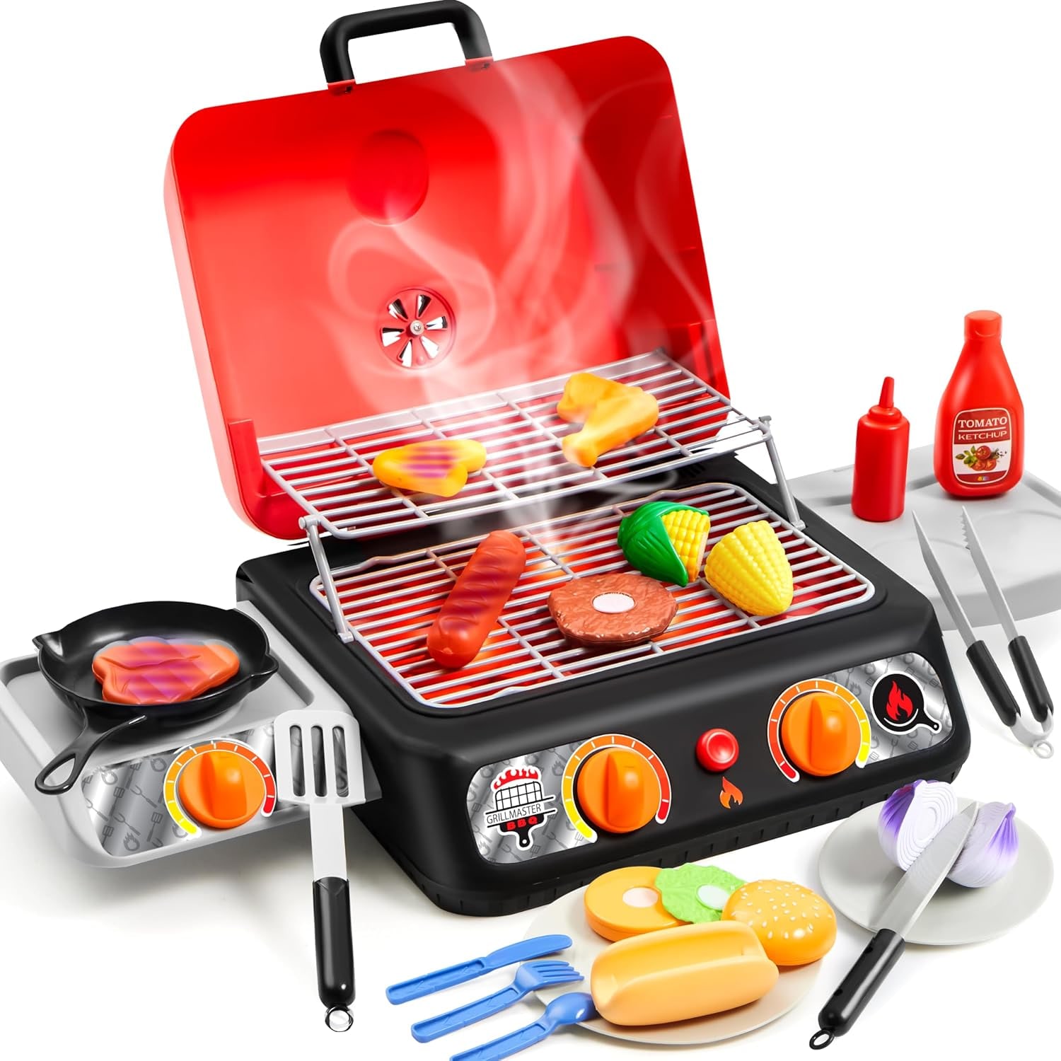 Kids BBQ Grill Playset with Smoke, Light and Sound