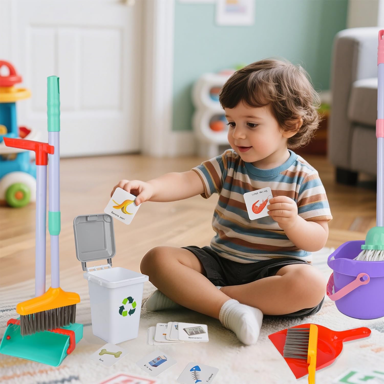 Kids Cleaning Toy Set, 15 Piece Housekeeping Play Kit