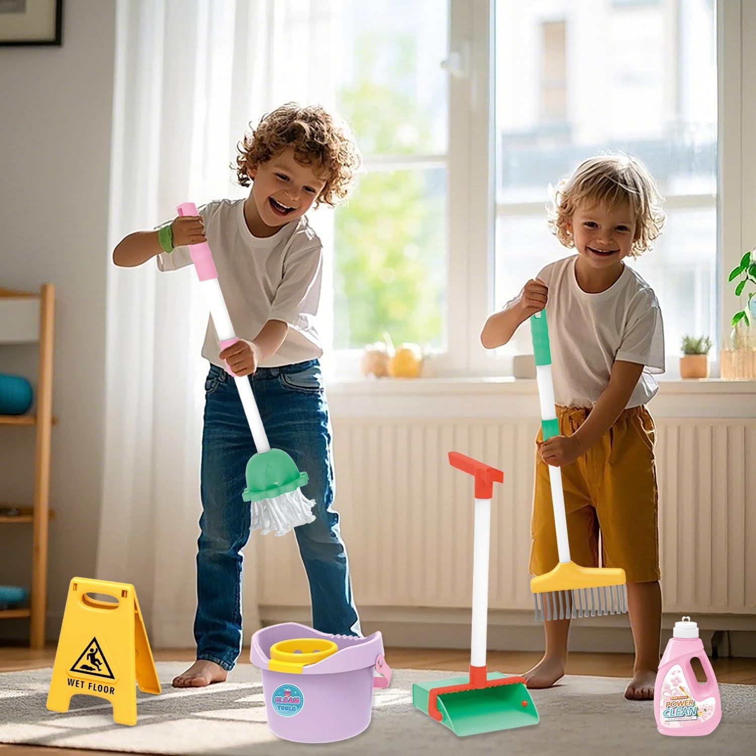Kids Cleaning Toy Set, 15 Piece Housekeeping Play Kit