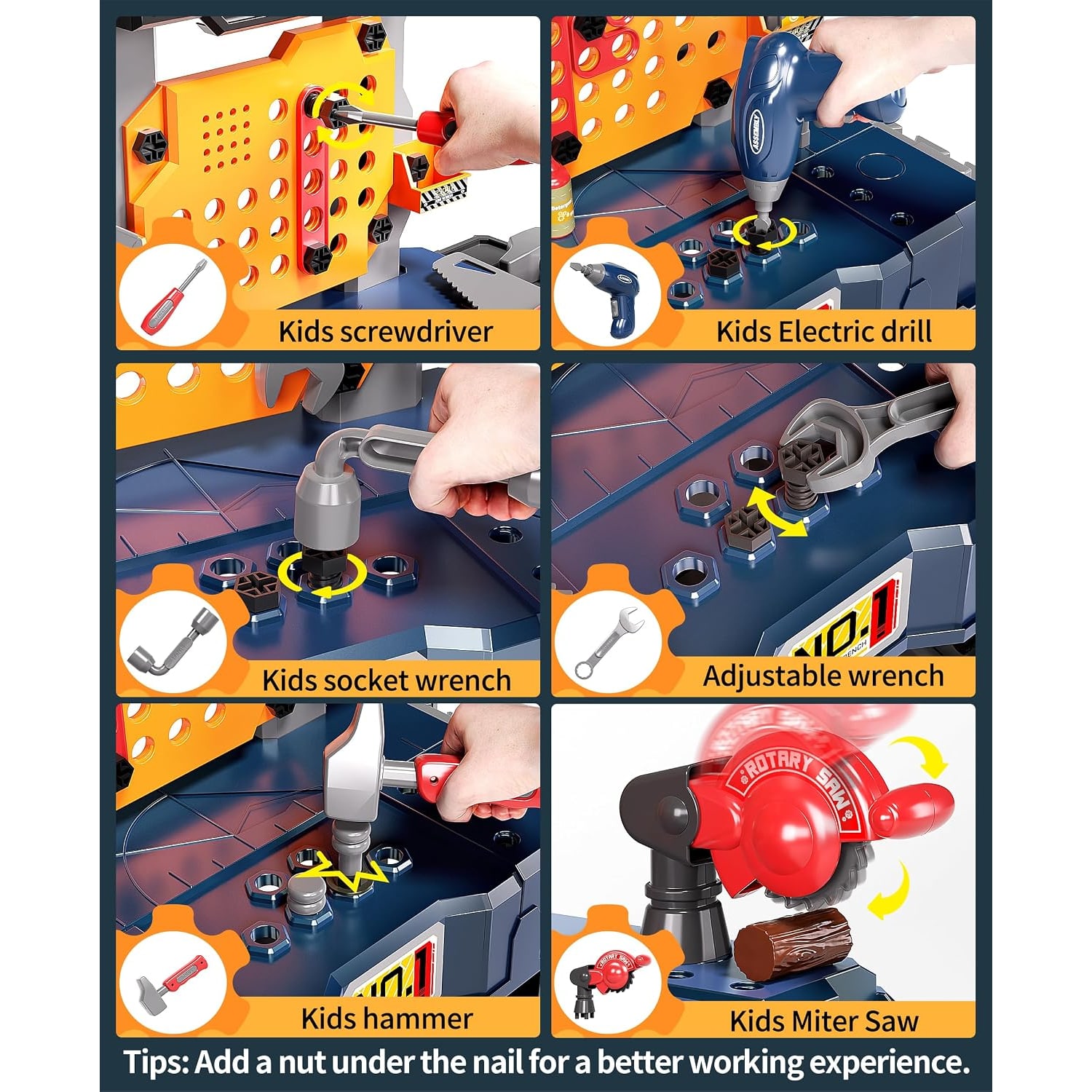 Kids Tool Bench with Drill and Saw