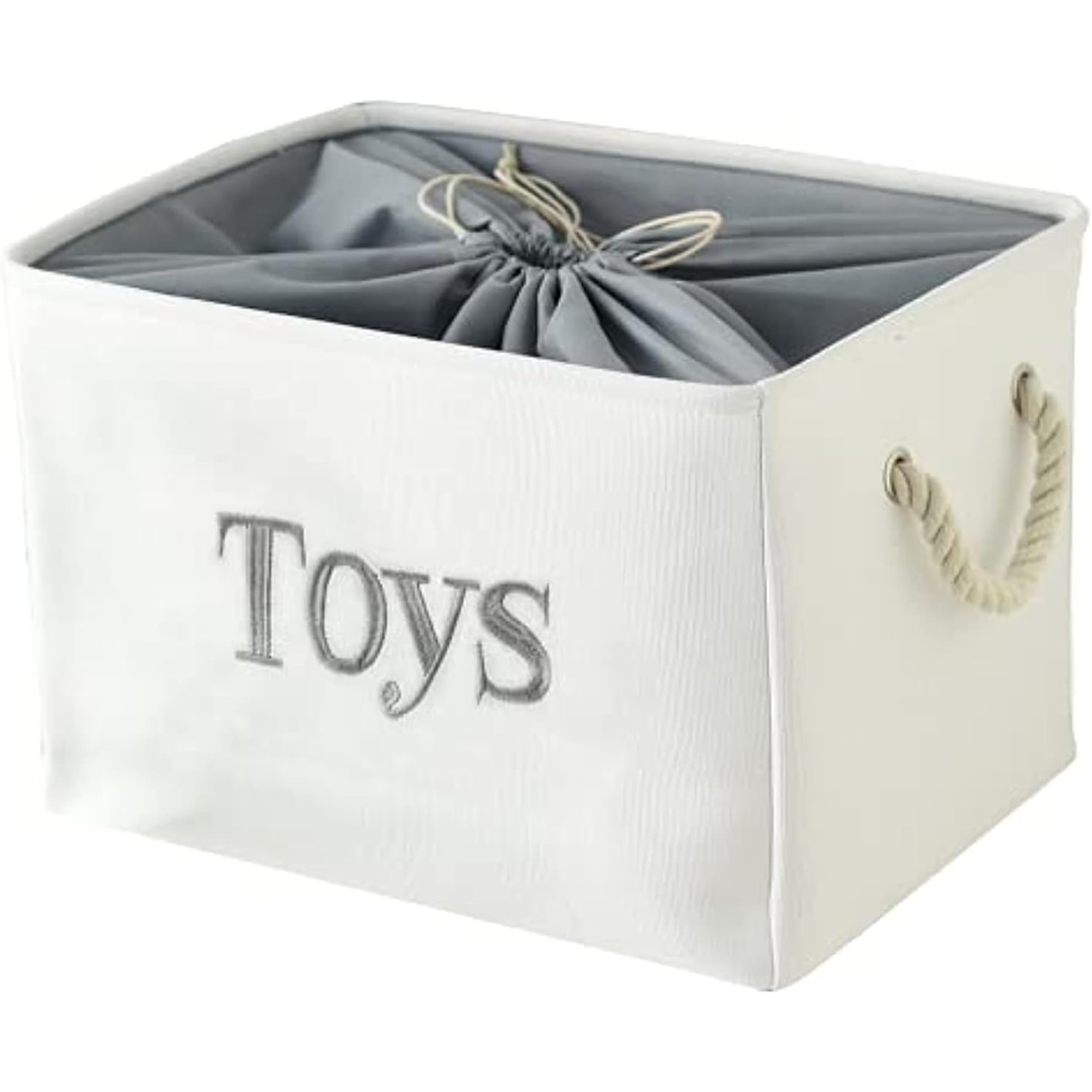 Collapsible Toy Storage Basket with Drawstring Lid