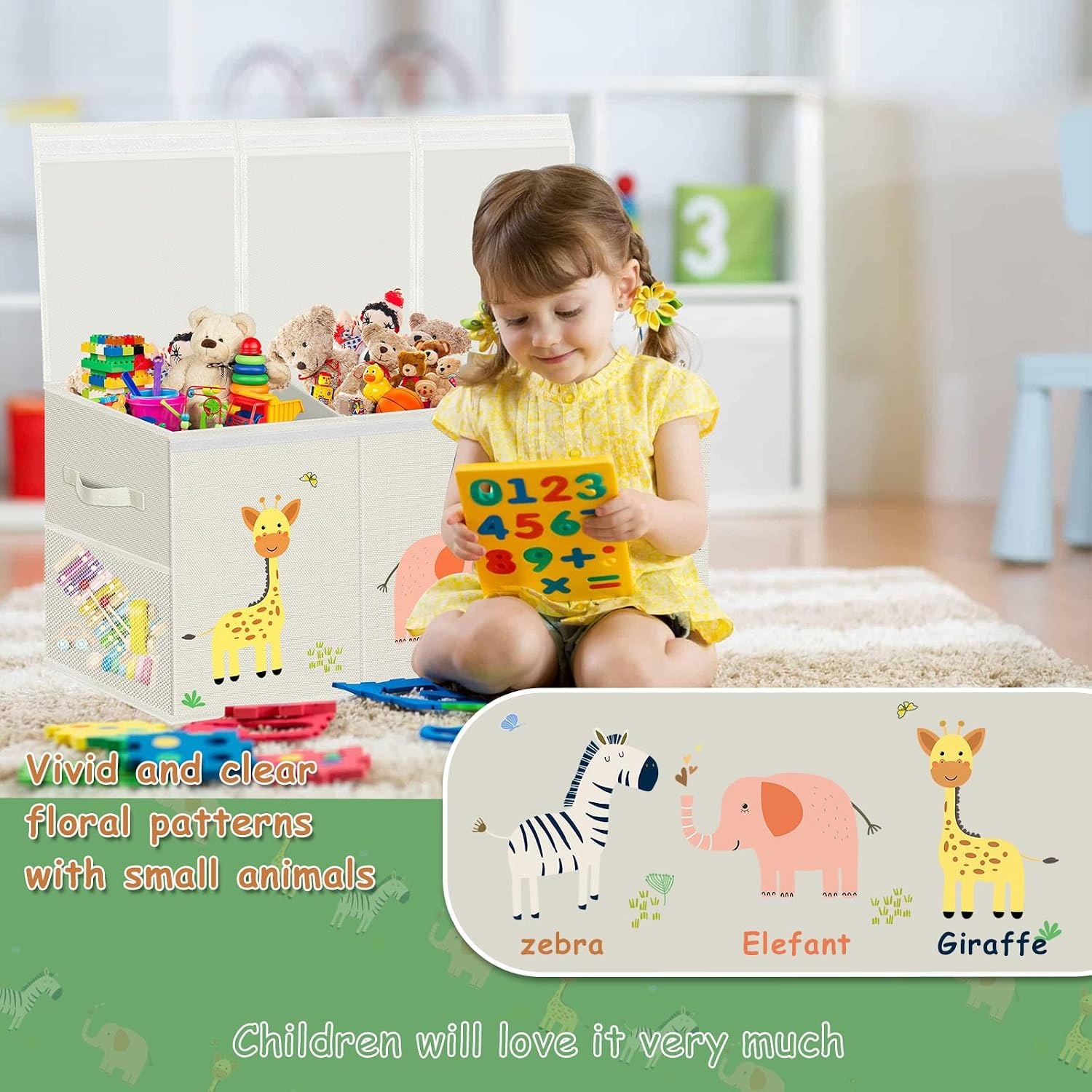 Extra Large Collapsible Toy Chest, 130L Fabric Toy Box (2 Pack)
