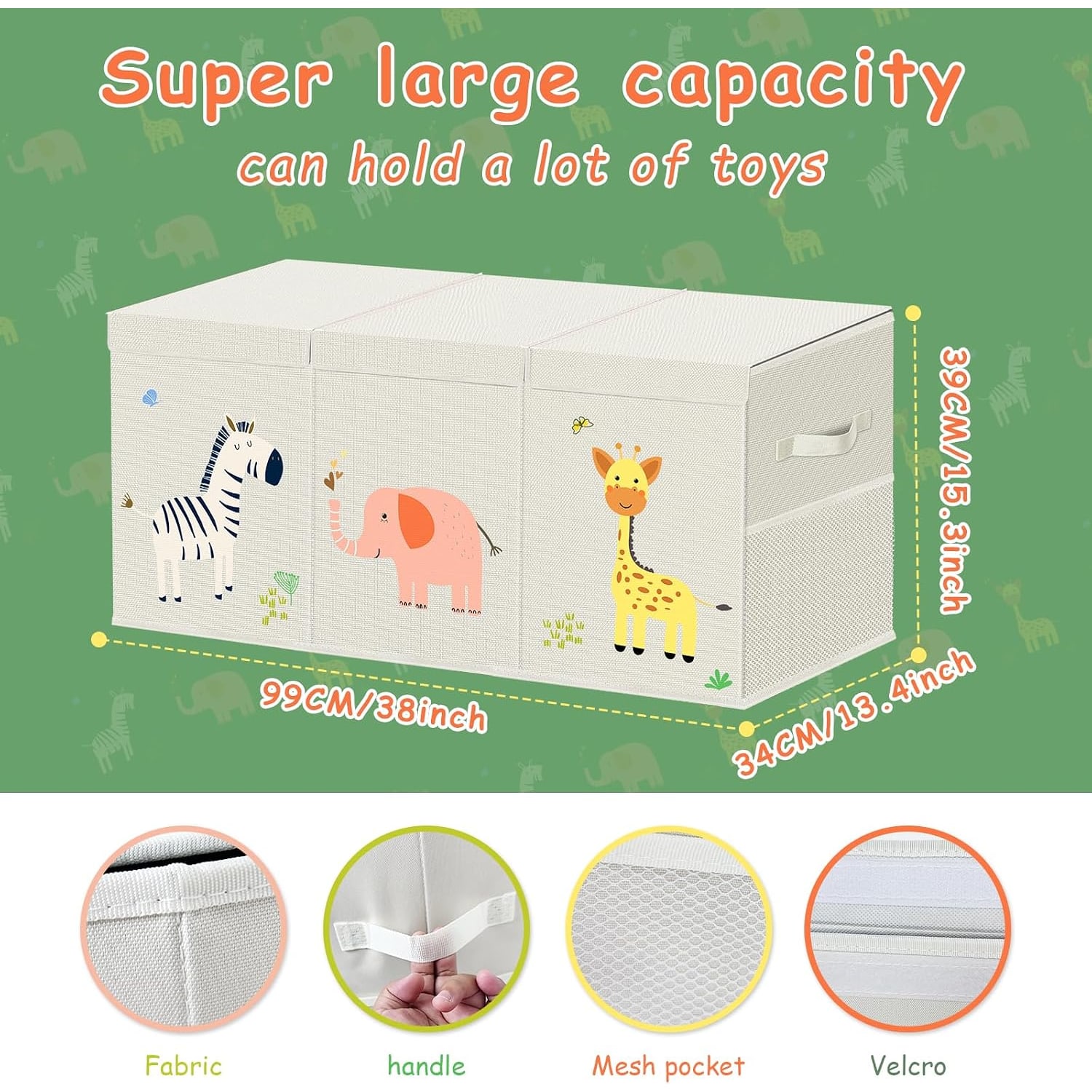 Extra Large Collapsible Toy Chest, 130L Fabric Toy Box (2 Pack)